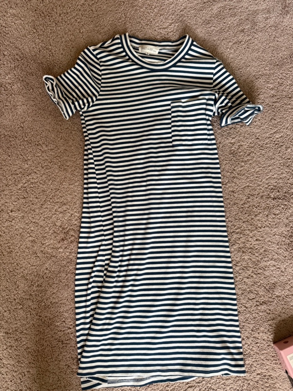 Striped Black and White Mini T-Shirt Dress - Picture 2 of 2